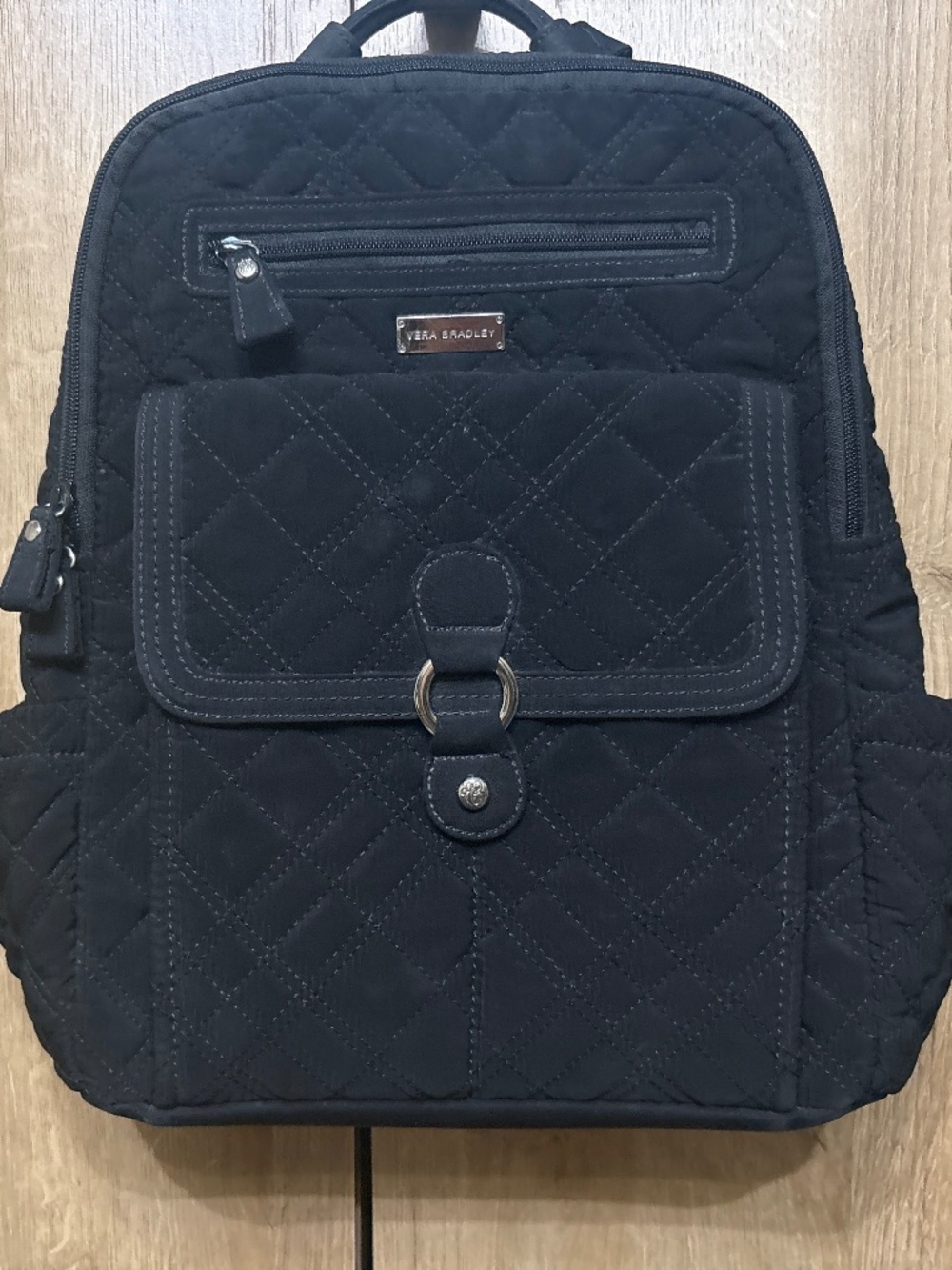 Vera Bradley Black Quilted Backpack With Lots of Pockets